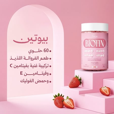 إكسير بلس بيوتين حلوى مكمل غذائي للشعر والاظافر والبشرة 60 حبة ( 3 عبوات )
