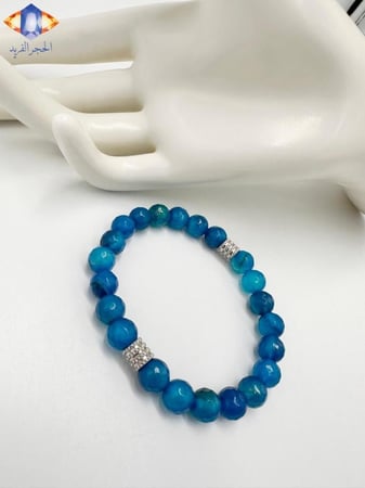 سوار حجر العقيق الأزرق الزاهي المضلع الكريم .