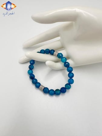 سوار حجر العقيق الأزرق الزاهي المضلع الكريم .
