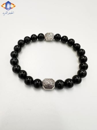 سوار حجر التورمالين الأسود الكريم الطبيعي الفاخر .