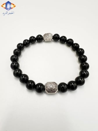 سوار حجر التورمالين الأسود الكريم الطبيعي الفاخر .