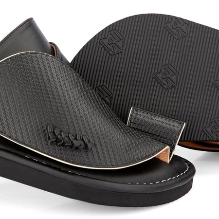 نعال شرقي وطني طبي من الجلد الاسود الطبيعي