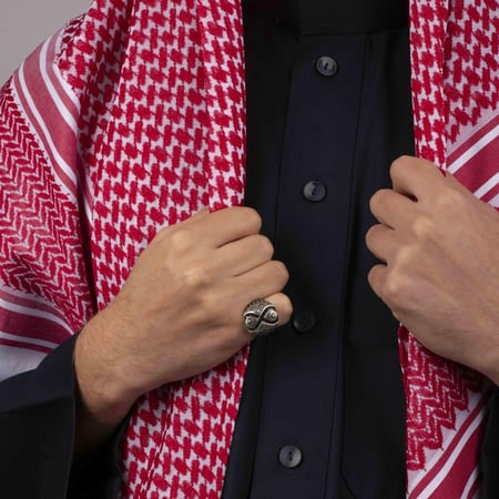 خاتم رجالي فضة استرليني مزين بنقوش فخمة