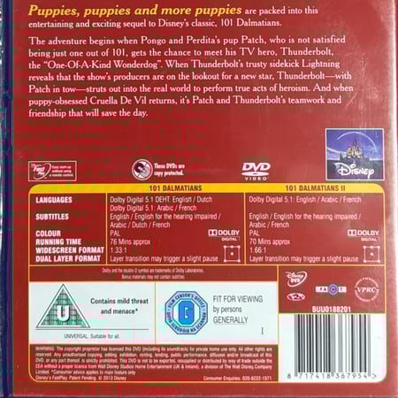 فيلم DVD ديزني - 101 Dalmatians 1 & 2 | مئة وكلب مرقش 1 و 2