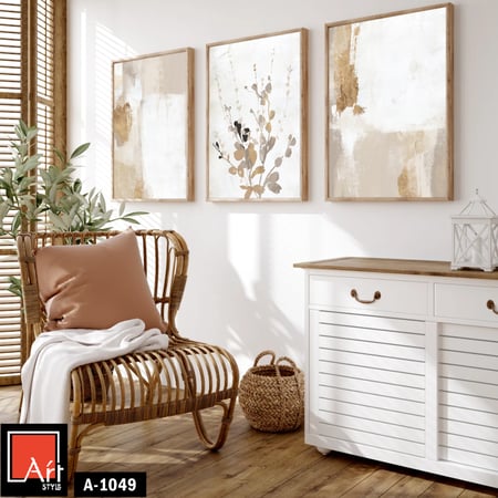 A1049  لوحة ثلاثية بتصميم نباتي هادئ