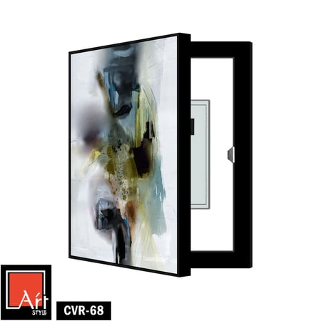 CVR68 لوحه تجريديه بتدرجات الأبيض، الأسود، والأخضر