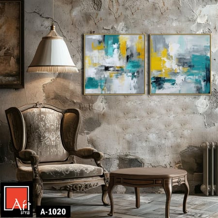 A1020 لوحة ثنائية تجريدية بألوان زاهية