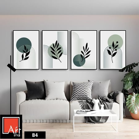 B4 أربع لوحات تصاميم نباتية حديثة.