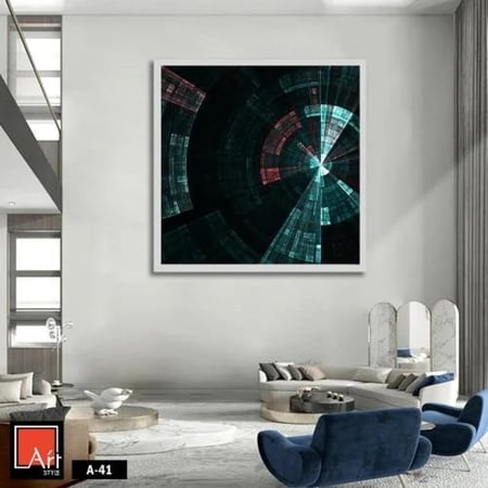 A-41 " لوحة فنية بتصميم هندسي عصري بألوان داكنة وخطوط متداخلة، تضفي لمسة من الحداثة والغموض على المساحات الداخلية."