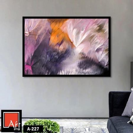 A227 لوحة تجريدية بألوان ناعمة تتنوع بين الأرجواني والوردي والبرتقالي، تضيف لمسة من الرقة والجمال لأي غرفة.