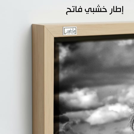 HR113 لوحة فنية بالأبيض والأسود تصور حصانًا أسودًا يقف في حقل مفتوح، وتظهر خلفه سماء مليئة بالغيوم. تعكس اللوحة قوة وشموخ الحصان.