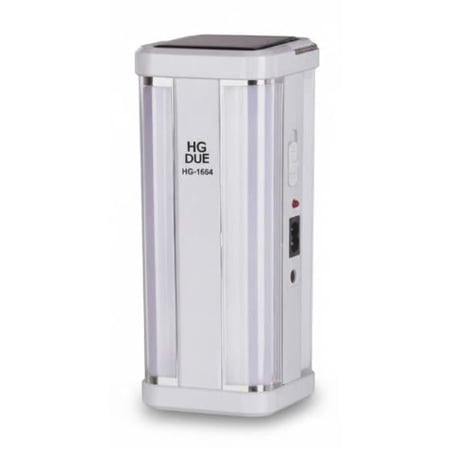 مصباح LED بالطاقة الشمسية وقابل لإعادة الشحن - HG-1664- اللون ابيض