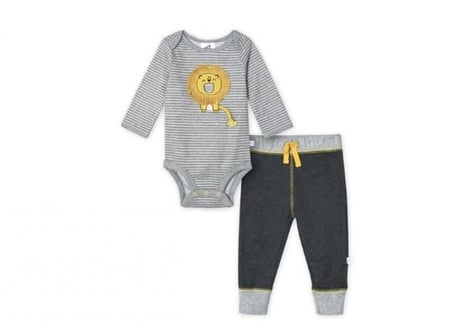 بدله شبك اكمام + بنطال + 2 شراب Lion قطن عضوي ماركة Just Born