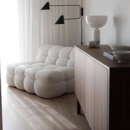 كنبة بوكلية ابيض