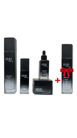 (بكج 5 منتجات )مجموعة تفتيح الوجه والجسم (فلتر الوجه كريم+سيروم فيتامين C20+كريم الركب والاكواع + كريم المناطق الحساسة +لوشن ترطيب الجسم)