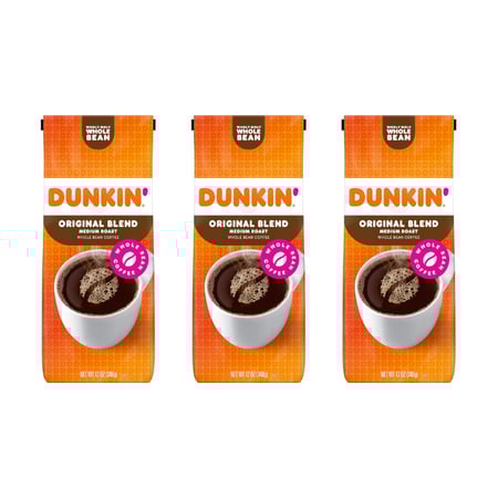 3 اكياس حبوب القهوة من دانكن حمصة متوسطة 340x3 جرام