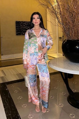 طقم قطعتين ساتان أنيق