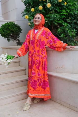 فستان قطن تركي مفرفش