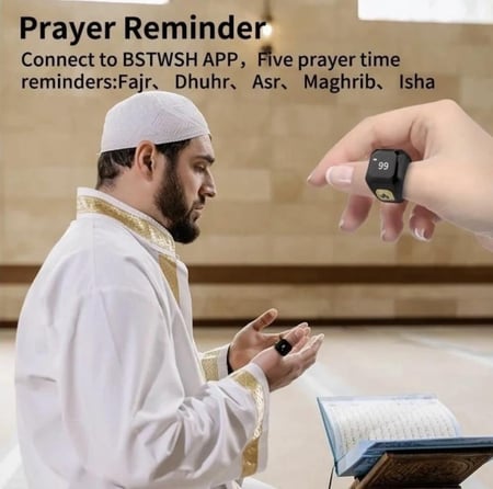 خاتم التسبيح الذكي بخاصية عداد التسبيح و تذكير باوقات الصلوات ZIKR COUNTER
