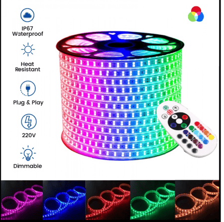 شريط انارة ملون 2 خط عادي من روسلين لفة 50 متر
