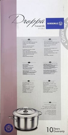 كوركماز دروبا قدر استيل 5.5 لتر -KORKMAZ DROPPA CASSEROLE 24*12CM / 5.5 L - A1063