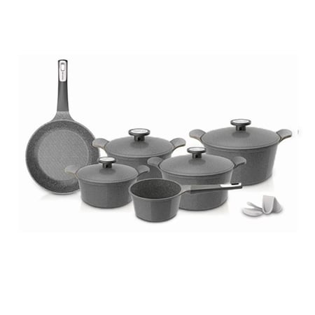 نيوفلام إكسترما طقم طبخ كوري جرانيت  10 قطع ثلاث الوان