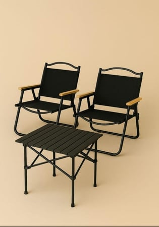 طقم رحلات قابل للطي كرسيين وطاولة