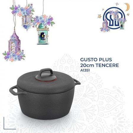 كوركماز جوستو بلس فولكانيت قدر 3.0 لتر - A1351 KORKMAZ GUSTO PLUS VOLKANIT CASSEROLE 20 CM / 3.0L