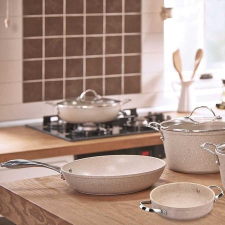 كوركماز جرانيتا مقلاة بغطاء ثلاث مقاسات