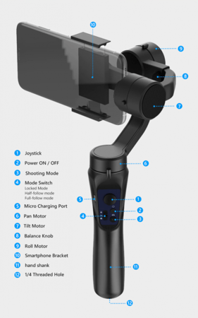 مانع الاهتزاز للموبايل من شركة اكسنن مع تريبود  Handheld gimbal