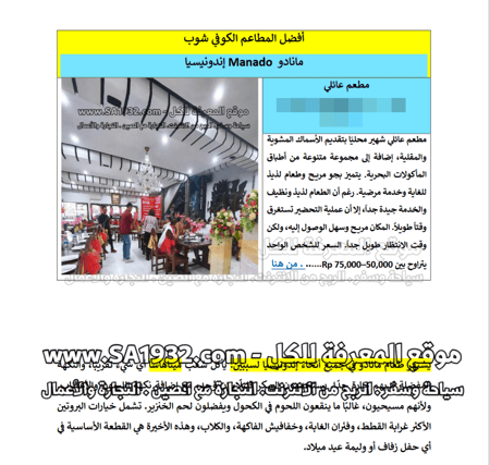 دليل مانادو  Manado إندونيسيا السياحي الرقمي – 129 صفحة