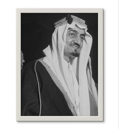 King Faisal wall art in Saudi attire