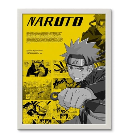 Naruto art poster in pop art style with yellow colors