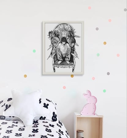 Artistic Poster of L from Death Note with Elegant Details