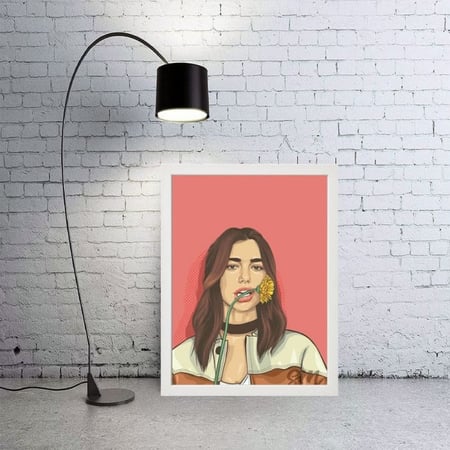 لوحة جدارية فنية Billie Eilish بيلي إيليش برواز ابيض ، اسود