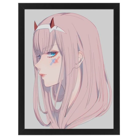 لوحة جدارية فنية Zero Two زيرو تو برواز ابيض ، اسود