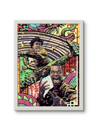 Jackie Chan wall art from Rush Hour in a vibrant colorful design