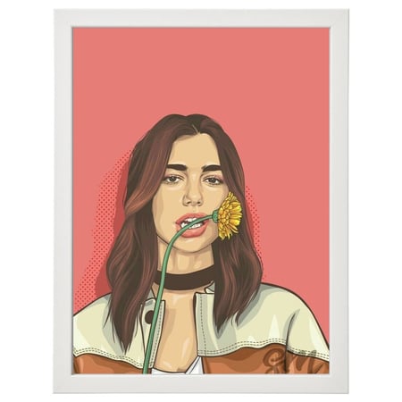 لوحة جدارية فنية Billie Eilish بيلي إيليش برواز ابيض ، اسود