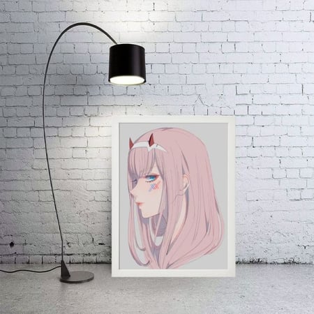 لوحة جدارية فنية Zero Two زيرو تو برواز ابيض ، اسود