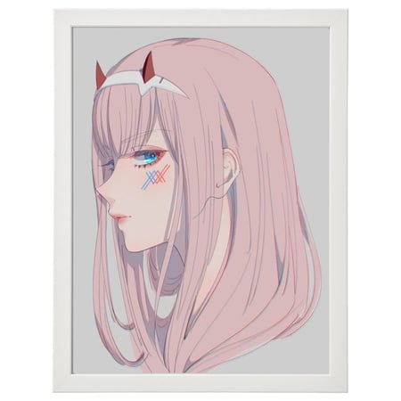 لوحة جدارية فنية Zero Two زيرو تو برواز ابيض ، اسود