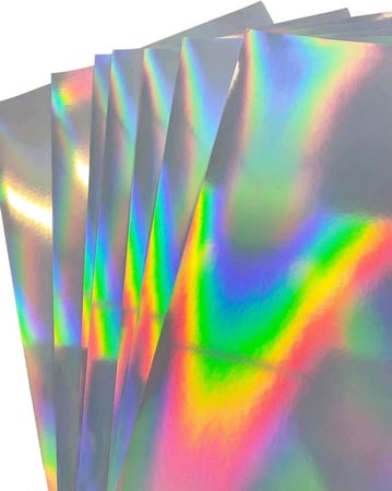 ورق كاردستوك معدني فضي لامع هولوقرافيك 12x12 انش 10 ورقات من هاندرد