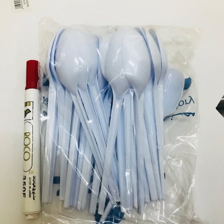 ملاعق ابيض كبير بلاستيك المغلف /50حبة