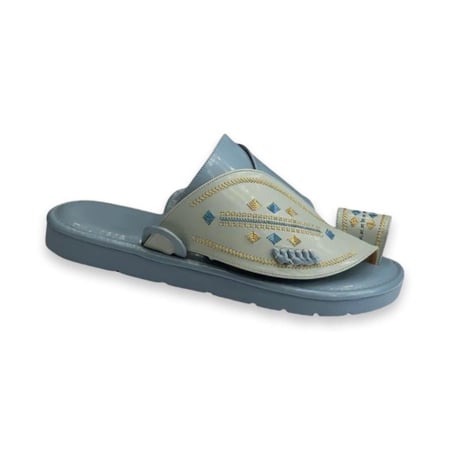 حذاء شرقي مطرز يدوي الرضيه سماوي ع فستقي