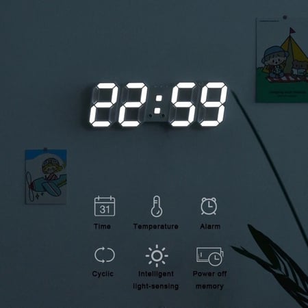 ساعة 3D LED لون اسود