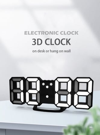 ساعة 3D LED لون اسود