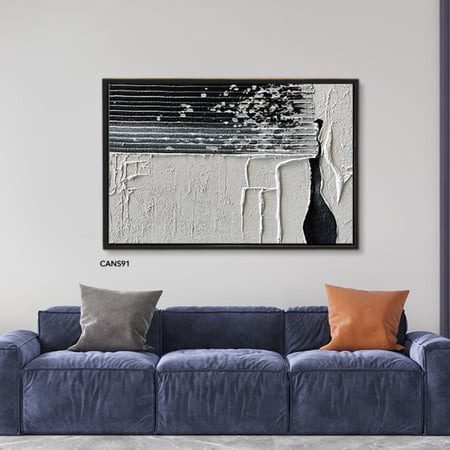 لوحة جدارية كانفس ، طابع جبسي - تدرجات الأسود مع الأبيض