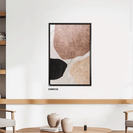 لوحة  جدارية كانفس أشكال تدرجات البني والبيج مع  الرمادي