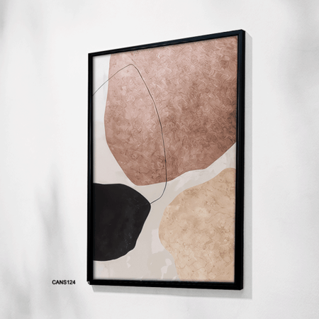 لوحة  جدارية كانفس أشكال تدرجات البني والبيج مع  الرمادي