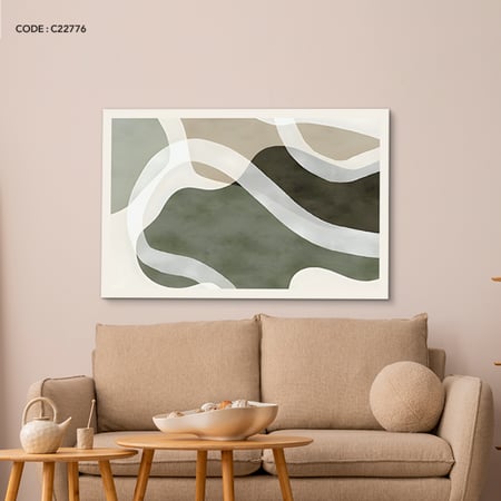 لوحة جدارية كانفس تصور تداخل مساحات لونية