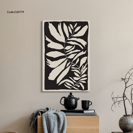 لوحة جدارية كانفس لوحة جدارية كانفس بتصميم لأوراق الشجر بشكل انسيابي